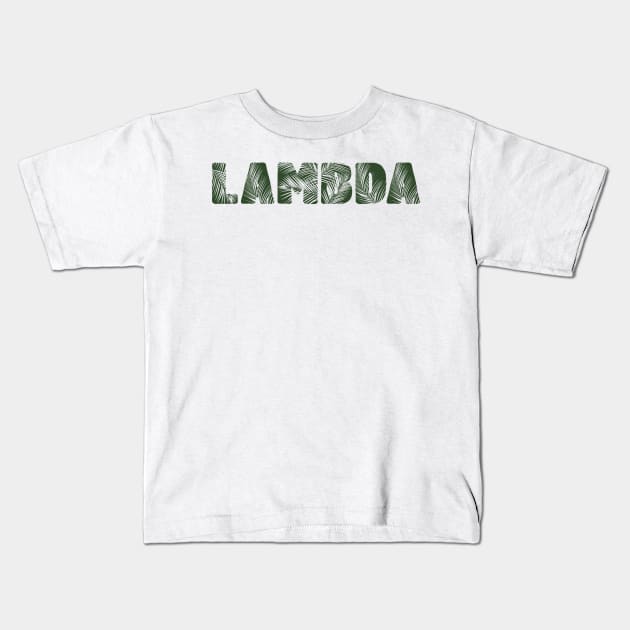 Lambda Leaf Letters Kids T-Shirt by Rosemogo